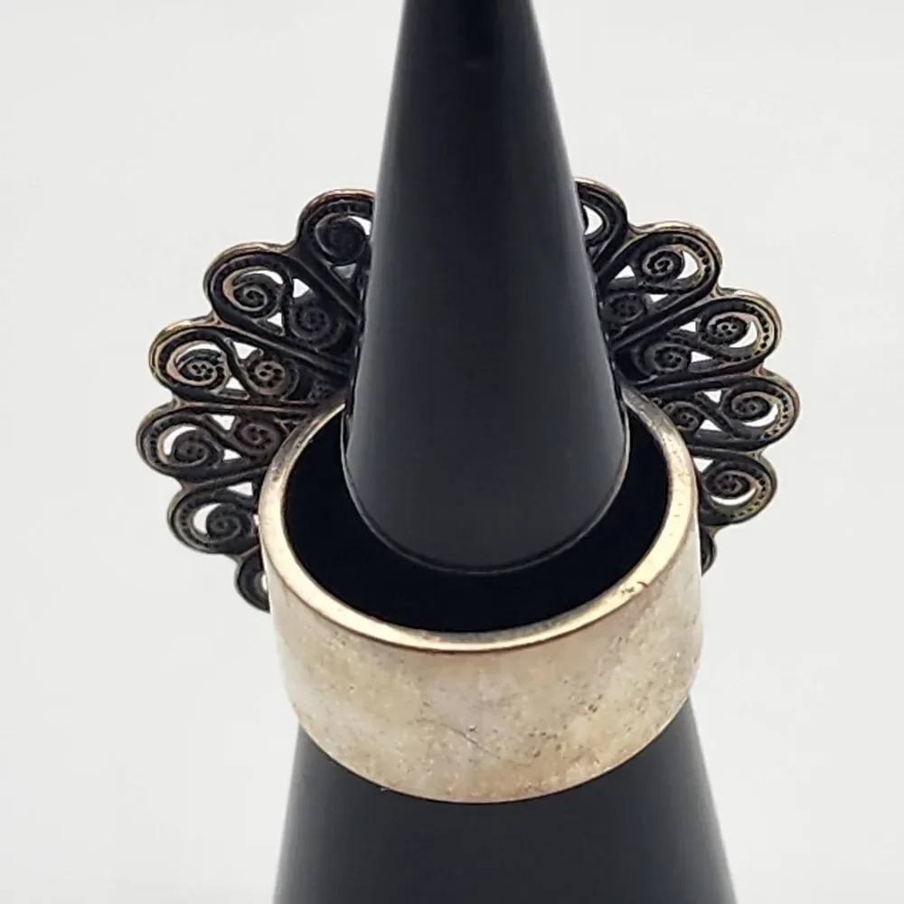 Liz Palacios bronze tone, silver tone, and orange crystal ring (6)